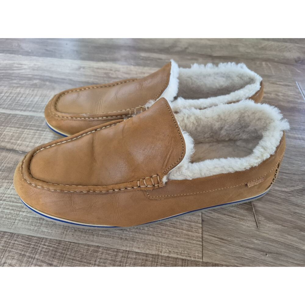 Hari Mari Leather Nubuck Shearling Lined Slippers Mens 10 House Shoes Hacienda